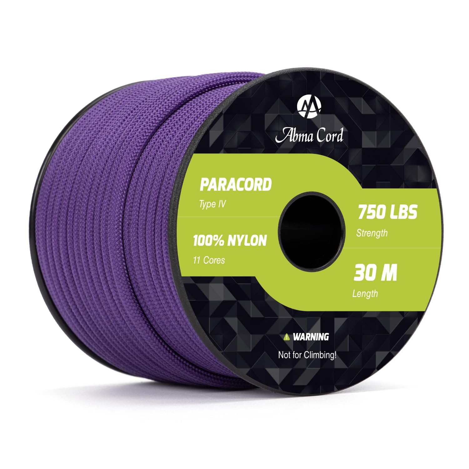 Abma Cord 4mm Paracord 750lb 30M 100% Nylon Rope 11 Strands Type IV Military Grade Parachute Cord for DIY, Camping, Survival, Outdoor - Max. 340kg - Purple