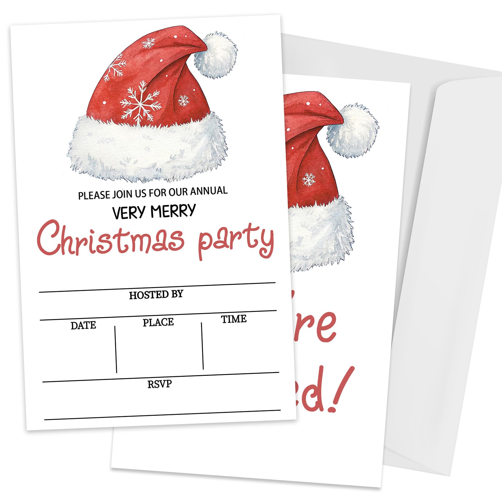 Photo 1 of CBFEBCBST Christmas Party Invitations Holiday Dinner Invite - 20Pcs Double-Sided Fill In Invitation Cards & Envelopes For Boys, Girls, Adult, Birthday Party Favor & Supplies 6 x 4 Inch