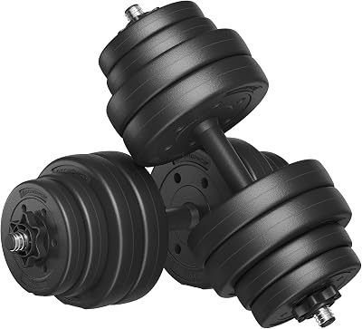 SONGMICS 2 x 15 kg Adjustable Dumbbells Set Ink Black SYL30HV1