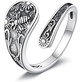 URONE Hummingbird/Bee/Scorpion/Moon Phase Spoon Ring Sterling Silver Thumb Ring Vintage Jewelry Gifts for Women
