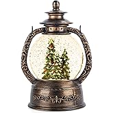 Christmas Tree Snow Globe Lantern-Glittering Light Up Musical Snow Globe Christmas Decorations, 6H Timer, USB & Battery Operated, Christmas Trees Indoor Home Décor