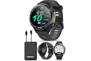 PlayBetter Garmin Forerunner 970 (Carbon Gray DLC Titanium/Black Translucent) Premium GPS Running & Triathlon Smartwatch Bundle - AMOLED, LED Flashlight Portable Charger & HD Screen Protectors