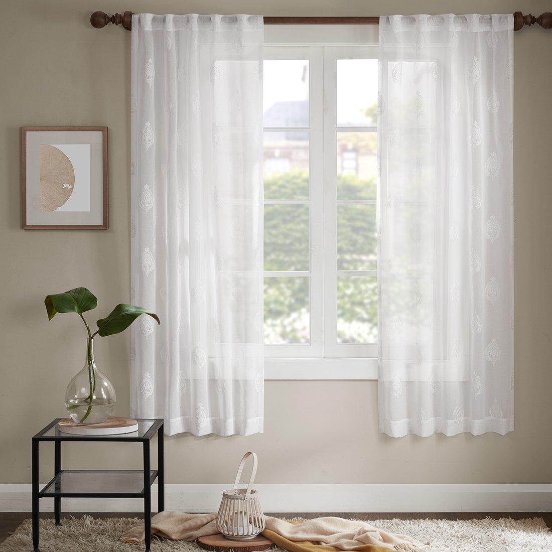 Aria Off White Curtains Bedroom Curtain Classical Embroidery Voile Ultra Sheer High Thread With Rod Pocket Back Tab 50 Wide X 84 Drop Buy Online In Slovenia At Slovenia Desertcart Com Productid
