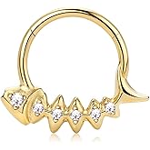 BodyBonita 16G Septum Rings Fish Bones, G23 Titanium Nose Rings Hoops, Septum Jewelry Clicker, Conch Helix Tragus Rook Daith Piercings for Women Men Silver/Gold Plated 8/10 mm