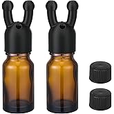 Chunful 2 Pack Essential Oil Nasal Inhaler Leakproof Double Hole, Black | Amber Glass with Replacement Cap, Small Diffuser for Portable Aromatherapy, Dual Nostril Design Enhances Inhaling Experience