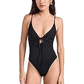 L*Space Piper One Piece Swimsuit for Women Classic Coverage Skinny Adjustable Straps Center-Front Keyhole Doubles as Bodysuit