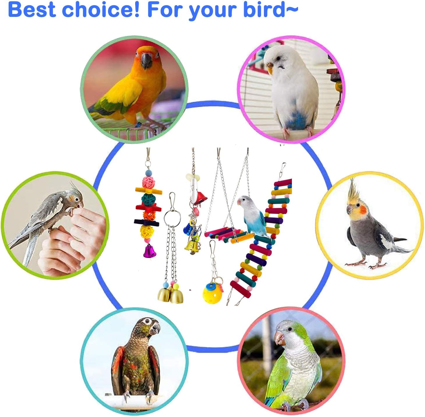 Bird Parrot Toys Ladders Swing Chewing Toys Hanging Pet Bird Cage Accessories Hammock Swing Toy for Small Parakeets Cockatiels, Lovebirds, Conures, Macaws, Finches (Pack of 6 Bird Swing Ladder Toys) : Pet Supplies