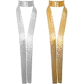 LHXzizizi Metal Sequin Ties for Women Long Skinny Scarves, Sparkly Glitter Scarf Necktie Belt for Party Prom Wedding Daily