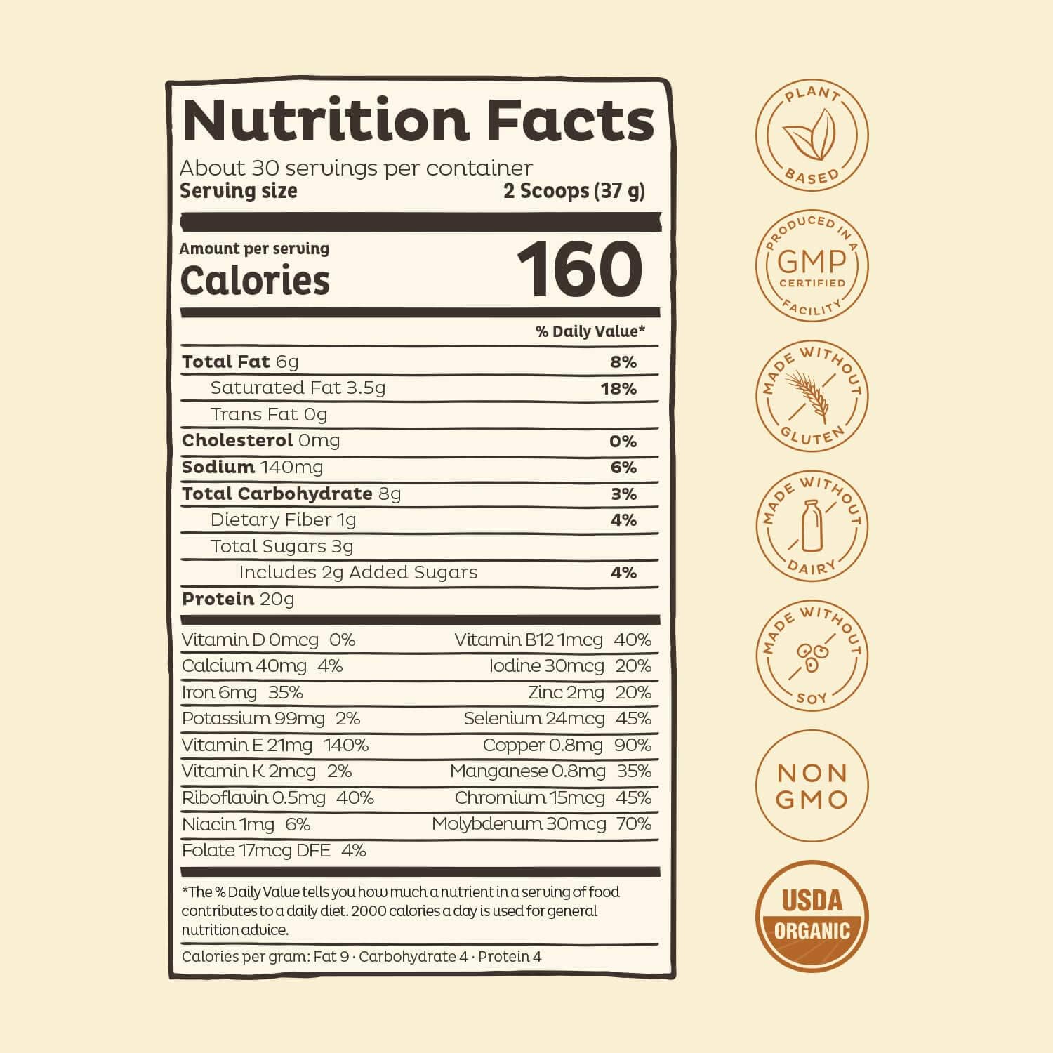 KOS Organic Plant Based Protein Powder, Vanilla - Delicious Vegan Protein Powder - Gluten Free, Dairy Free & Soy Free - 2.4 Pounds, 30 Servings: Health & Personal Care