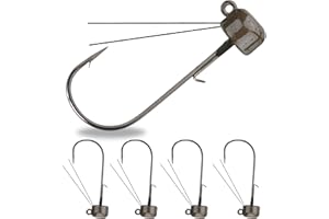 Reaction Tackle Ned Rig Tungsten Jig Heads - Mushroom Head Shroom Jigs, Bass Fishing Lures, Tackle Finesse Jig Fishing Hooks