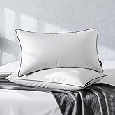Feather Down Pillow King Size Set of 2, 100% Cotton Luxury Hotel Collection Bed Pillows for Sleeping, Down Surrounded Fluffy Soft Medium Firm Pillows for Side Back Stomach Sleepers 20" x 36"