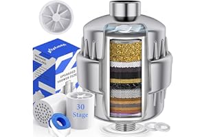 Veoryfly 30 Stage Shower Filter with Vitamin C for Hard Water, High Output Showerhead Filter with 2 Replaceable Cartridges, S