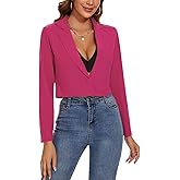 MINTLIMIT Women's Cropped Blazer Long Sleeve Notched Lapel Button Jackets Blazer Casual Work Office Cardigan Suit Jacket