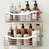 Orimade Shower Caddy No Drilling Stainless Steel Adhesive Shelf 2 Pack Silver