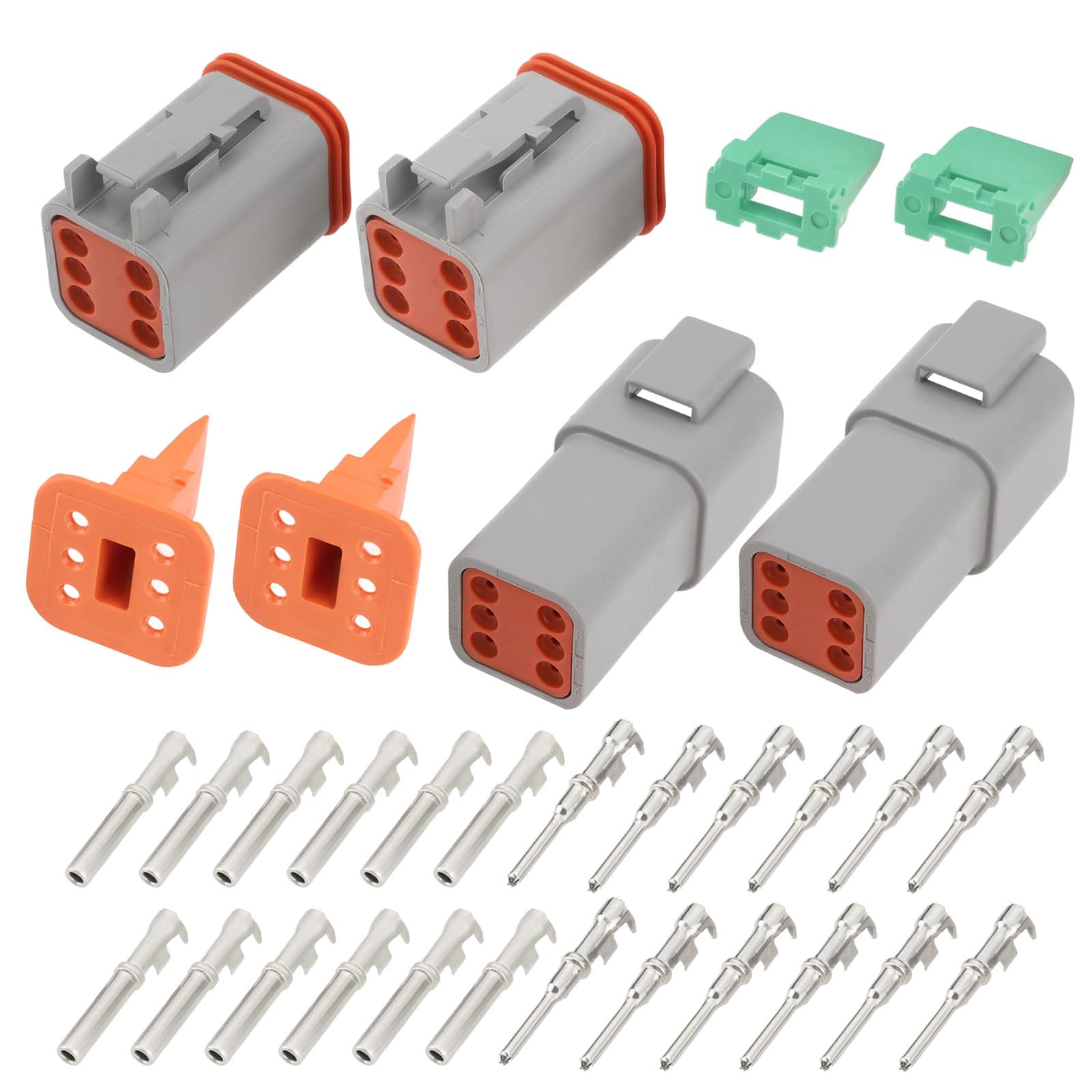 ECSiNG 2Set 6 Pin Waterproof Electrical Connector Kit DT04-6P DT06-6S Compatible with Deutsch Compatible with DT Series 6P Automotive Sealed Plug