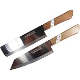KIWI Knife Cook Utility Knives Cutlery Steak Wood Handle Kitchen Tool Sharp Blade 6.5" Stainless Steel 1 set (2 Pcs) (No.171,172)