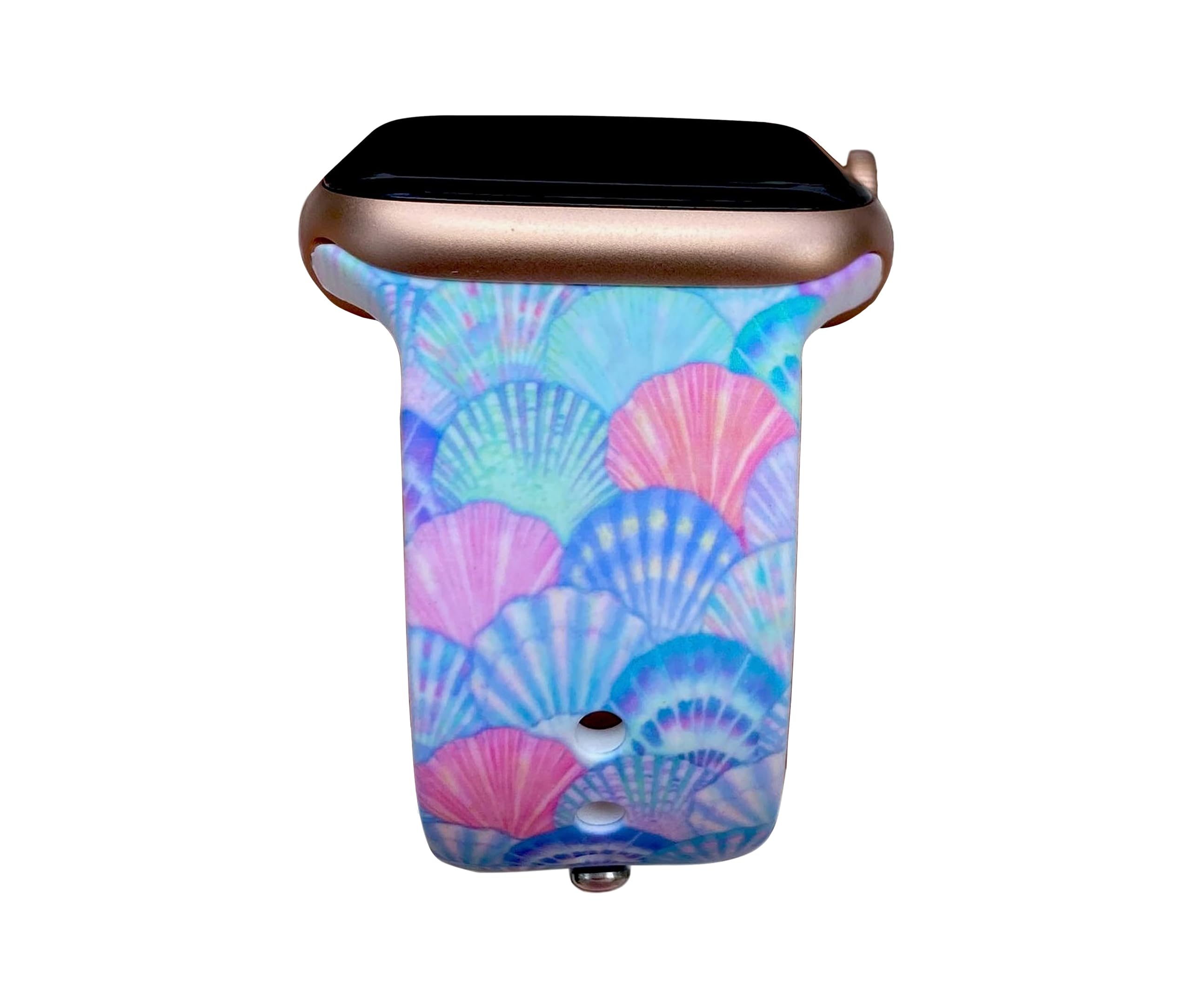 Lux Bands Smart Watch Bands for Women, Seashell Printed Silicone Watch Band, (42-45mm Small/Medium) Ladies Watch Strap Compatible with Smartwatches, Sweat Resistant, For Series 8 7 6 5 4 3 2 1 SE
