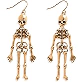 Frigotine Halloween Skull Skeleton Drop Dangle Earrings for Women, Punk Gothic Party Holiday Stainless Steel Earing Accessories Fashion Costume Jewelry Gift
