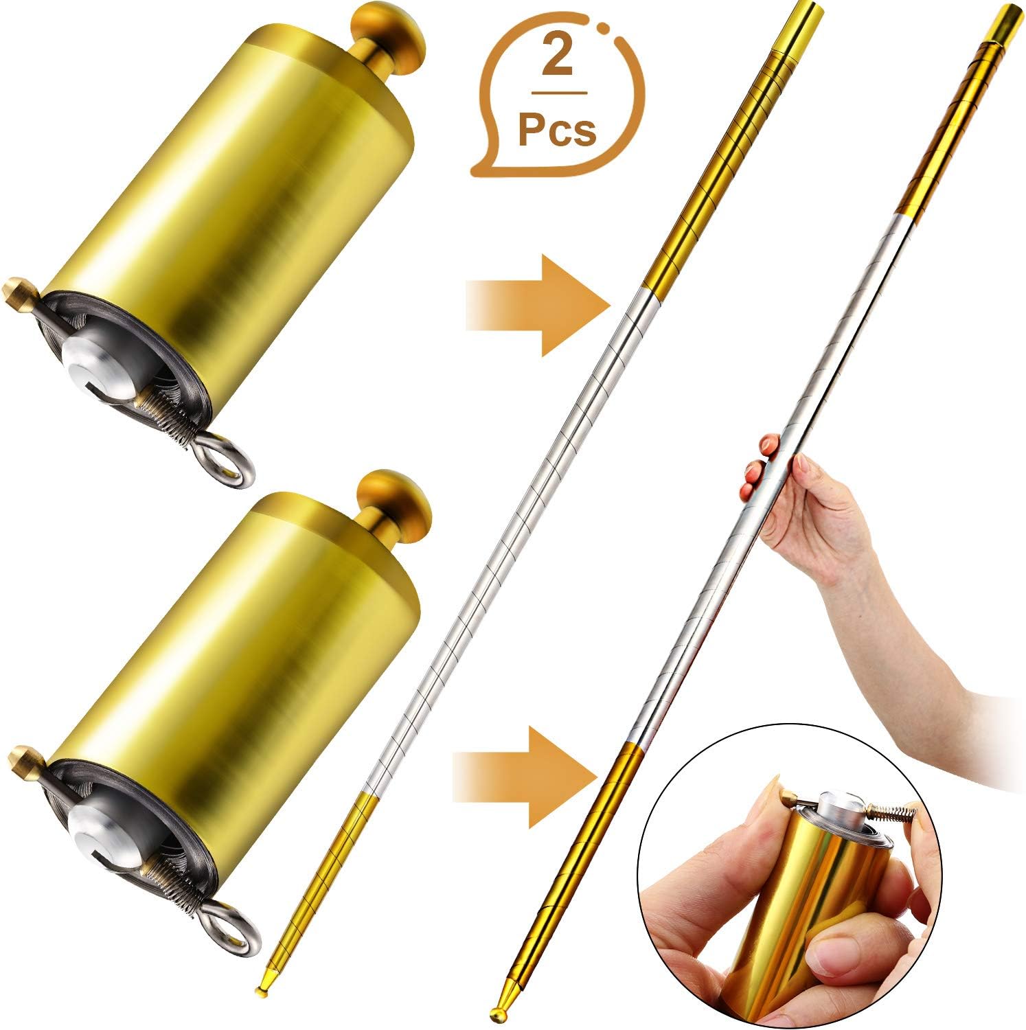 Magic Spring Cane 2 Pieces Metal Appearing Cane Magic Wand Magic Cane for Magician Use ...