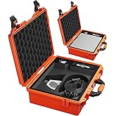 Orange Starlink Mini Case, Hard Waterproof Travel Case for Star Link Mini with Molded Foam for Accessories, Lockable Storage Bag