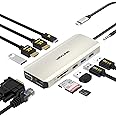 WAVLINK USB C Docking Station Dual Monitor for Dell HP Surface Lenovo MacBook Laptop, Triple Display USB-C Hub Multiport Adapter Dongle- 2 HDMI, VGA, Ethernet,100W PD, 5 USB, SD/TF Card Reader,Audio
