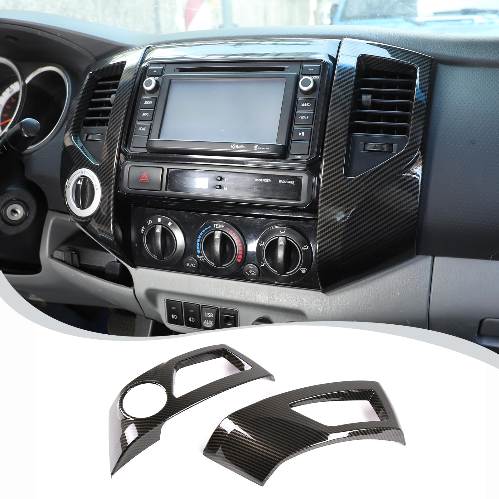 Photo 1 of LLKUANG Car ABS Central Control Dashboard Air Outlet Frame Cover Trim Compatible with Toyota Tacoma 2011 2012 2013 2014 2015 Interior Accessories