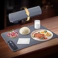 Revolutionary Rollable Full Surface Heating Warming Mat for Food Party Buffet Daily Use, Portable Electric Silicone Defrosting Tray, Hot Plate Keep Food Warm (Gray)