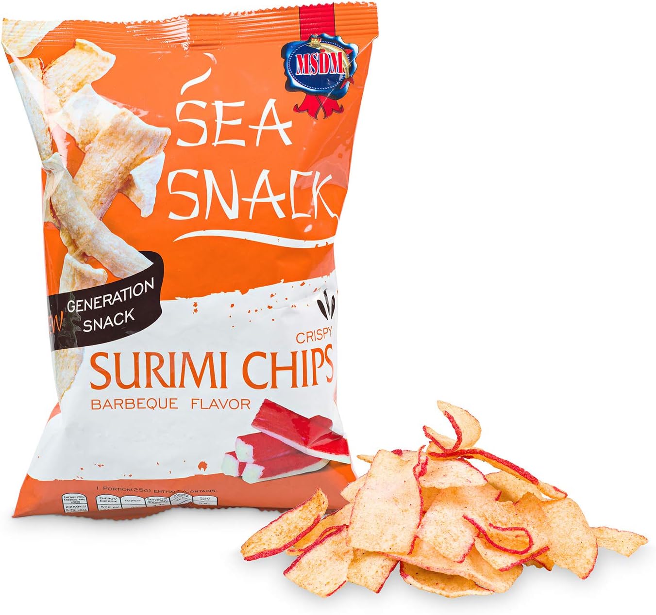 Surimi Chips BBQ Taste (1 x 25g Pack) Sea Snack from MSDM with 47