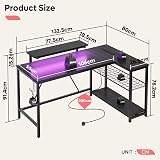 Bestier 132.5CM L-Shaped Desk Carbon Fibre Surface 3 Power USB Ports view 3
