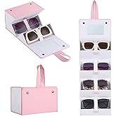 Muf Travel Sunglass Organizer, 4/5-Slot Leather Case for Multiple Sunglasses, Storage for Oversized Glasses for Men & Women