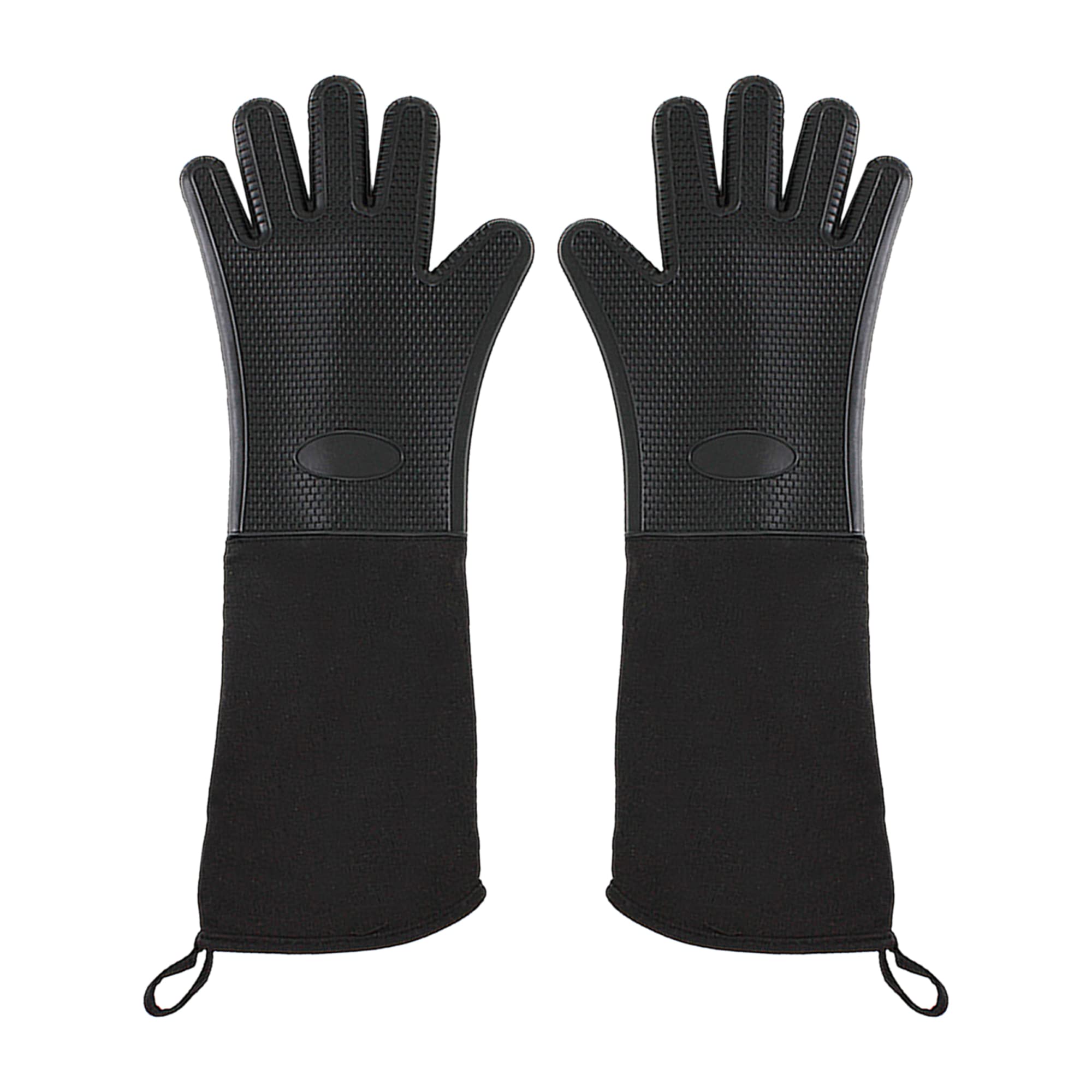 Millya Silicone Professional Heat Resistant Oven Mitts Extra Long Non-slip Kitchen Gloves (1 Pair + Black)