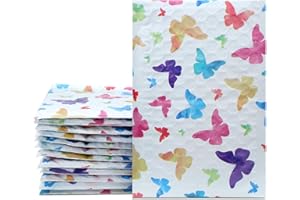 UCGOU Bubble Mailers 4x8 Inch Colorful Butterfly 50 Pack Poly Padded Envelopes Small Business Mailing Packaging Self Seal Wat