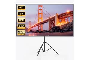 WASJOYE 80 Inch Portable Proiector Screen with Stand, 1.2 Gain 16:9 Projector Screen Easy Install and Carry, Idea for Office 