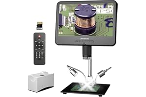 LINKMICRO LM210 10.1'' LCD Coin Digital Microscope Full View for Error Coins, Soldering Microscope Camera for Electronics Repair, 260X Adults Coin Magnifier with Lights, [12.6'' Microscope Stand] 32G