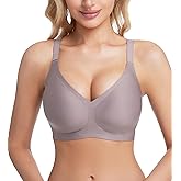 Jelly Wireless Bras for Women Push Up Deep V Seamless Comfort Plunge No Underwire Bra with Adjustable Straps Everyday Bras