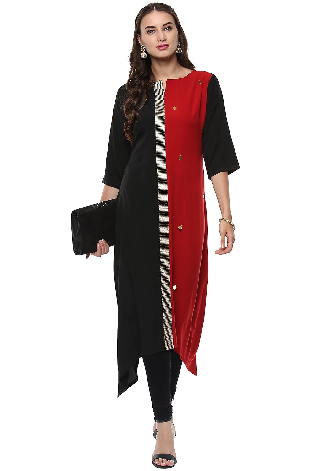 janasya women's polyester crepe kurta