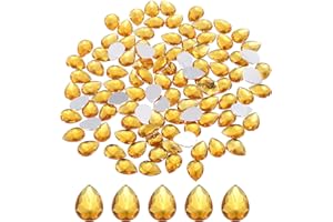MECCANIXITY 200PCS Flat Back Acrylic Teardrop Gems 10x14mm Artificial Rhinestones for DIY Crafts Bead Wedding Party Face Pain