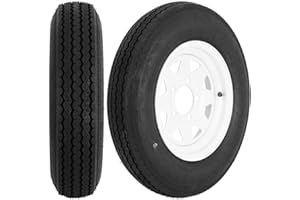 YUANXING 530-12 5.30-12 5.30 x 12 Trailer Tire on 12" White Rims - 5 Lug on 4-1/2" Wheel - Load Range C，2 Pack