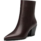 NUMALEO Womens Ankle Boots Chunky Low Heel Pointed Toe Heeled Booties Side Zipper Comfy Fall Winter Boots 2.5" Dress Shoes