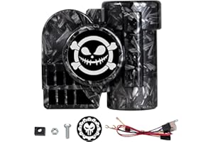 AOLIHAN Loud Car Horn with Relay, 150dB Train Horn for Motorcycle, 12V Air Horns for Car, Black & Gray Personalized Pattern, Dark Style Motorcycle Waterproof Snail Horns
