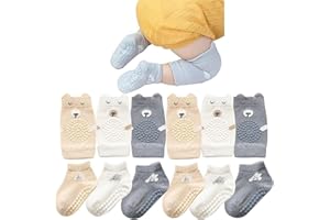 ISANPAN Unisex Baby Crawling Anti-Slip Knee Pads and Socks,Save Baby Knee and Ankle,Baby Walker Essentials
