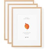 TONES FRAME DESIGN Solid Oak Wood 12x16 Picture Frame with Mat for 9x12 Natural Photo Frame Set of 3 Poster Frames for Wall H