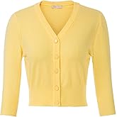Belle Poque Women's 3/4 Sleeve Cropped Cardigan Shrugs Button Down Sweater