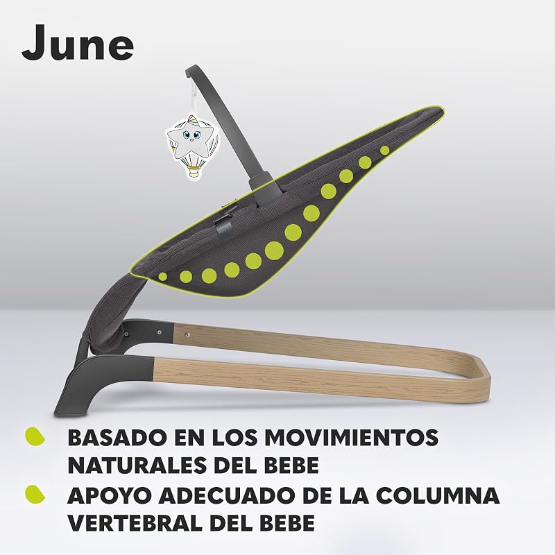 Rede de bebé de junho, movimento natural de balanço, desde os primeiros dias de vida até 9 kg, leve, estável, antiderrapante, cintos de segurança, rede dobrável para bebés
