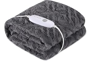 Ladung Full Size Electric Heated Blanket - Ultra Silky Flannel, 5 Heat Levels & 10-Hour Auto Shut Off, Fast Heating Blanket, Machine Washable, Light Grey, 72x84 inches