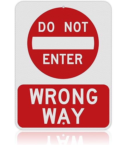 USAストリート看板　WRONG WAY SmartSign 24 x 18 inch “Do Not Enter - Wrong Way” Metal Sign