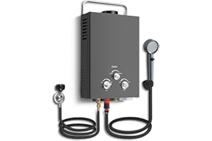 Outdoor Tankless Propane Water Heater 1.58GPM 6L Portable Gas Water Heater with Handle & Overheating Protection, Instant Hot 