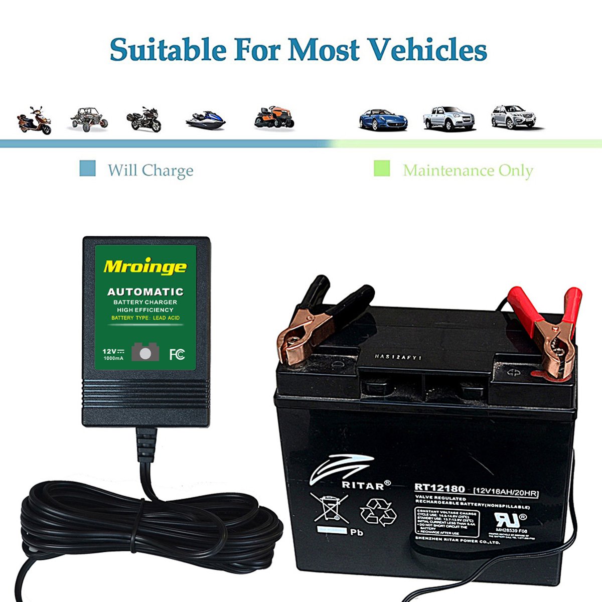 Mroinge MBC010 12V/1000mA Smart Battery Charger