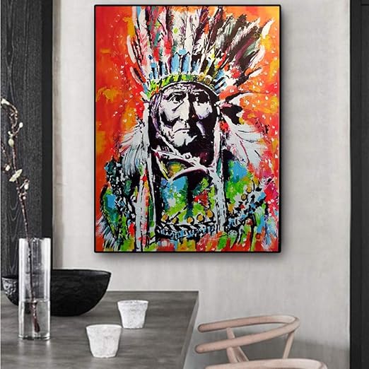 Xufan Retrato Indio Nativo Pintura Al Oleo Lienzos Impresiones