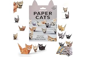Rose Romee DIY Origami Paper Cats Kit, 50 Sheets Pre-Printed Paper cats with Cat Designs, Paper cats origami Fun Craft Activity for Adults, Creative Desk Decor and Gift for Cat Lovers